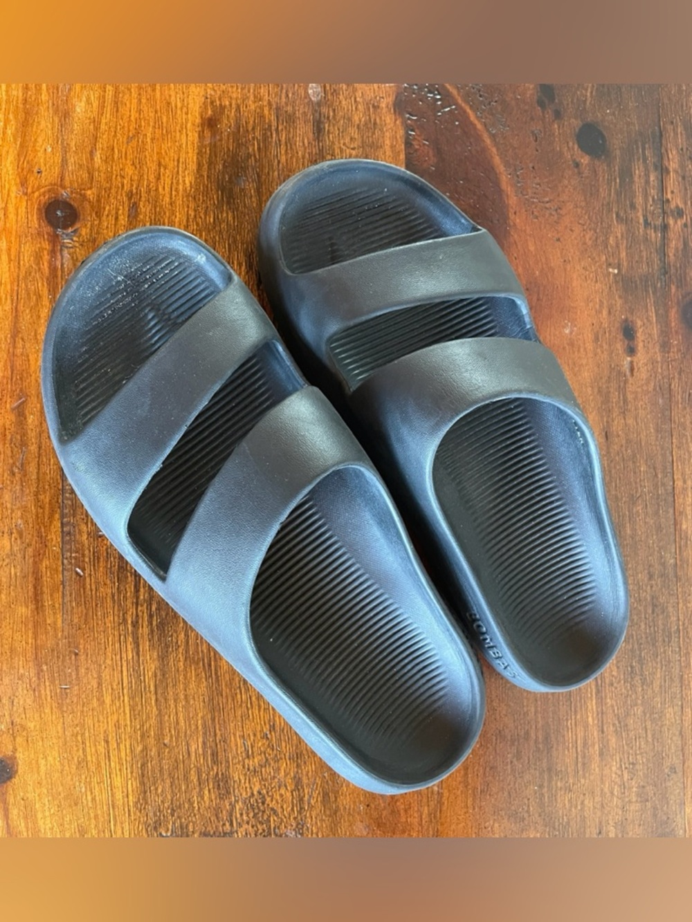 Bombas Black Two-Strap Slide Sandals